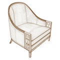 Antique Armchair Vector. Classic Retro Chair Illustration Isolated On White.