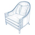 Antique Armchair Vector. Classic Retro Chair Illustration Isolated On White.