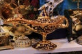 Antique artisanal Aladdin Arabian nights genie style oil lamp