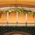 Antique balcony with green foliage Royalty Free Stock Photo