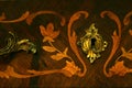 Antique baroque furniture lock inlay detail