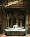 Antique bath tub in a very old and beautiful castle in Italy