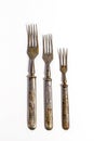 Antique metal rusty fork on a white background Royalty Free Stock Photo
