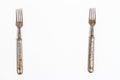 Antique metal rusty fork on a white background Royalty Free Stock Photo