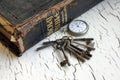 Antique Bible and Keys Royalty Free Stock Photo