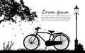 Antique Bicycle In the autumn (back and white tone) Royalty Free Stock Photo