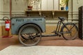 An antique bicycle of the Italian post office for the delivery of mail, Parma, Italy