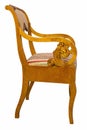 Antique Biedermeier style chair with authentic fabric and wood carving