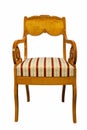 Antique Biedermeier style chair with authentic fabric and wood carving