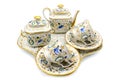 Antique Biedermeier Time porcelain set with sugar box, cups and Royalty Free Stock Photo