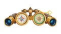 Antique Binoculars with Compass Navigation, vector design Generative AI Royalty Free Stock Photo