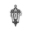 Antique black and white hand drawing vector lantern Royalty Free Stock Photo