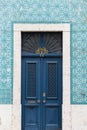 Antique blue front door