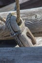 Antique boat pulley from old shallop boat. Royalty Free Stock Photo