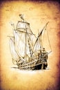 Antique boat sea drawing handmade