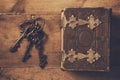 Antique book cover, with brass clasps Royalty Free Stock Photo