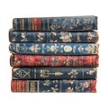 Antique Book Set Decorative Blue Red on transparent background Royalty Free Stock Photo