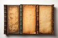 Antique books empty, well worn pages showcased on a white surface Royalty Free Stock Photo