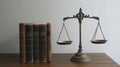 Justice Scales and Antique Law Books Royalty Free Stock Photo