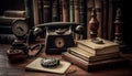 Antique bookshelf holds old literature, a nostalgic still life collection generated by AI Royalty Free Stock Photo