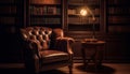 Antique bookshelf illuminates modern living room with elegant design generated by AI Royalty Free Stock Photo