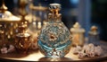 christmas decoration on the table antique perfume bottle antique bottles Royalty Free Stock Photo