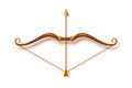 Antique bow and arrow on white background