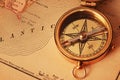 Antique brass compass Royalty Free Stock Photo