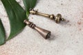 Antique brass drawer pull knobs Royalty Free Stock Photo