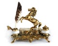 Antique brass inkwell Horse Royalty Free Stock Photo
