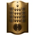 Antique Brass Intercom Panel with Buttons and Speaker Grill vintage Royalty Free Stock Photo