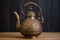 antique brass kettle with intricate design Royalty Free Stock Photo