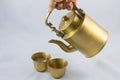 Antique brass kettle Royalty Free Stock Photo