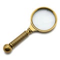 Antique brass magnifying glass on a textured handle isolated on white background Royalty Free Stock Photo