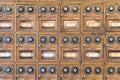 Antique brass. post office boxes Royalty Free Stock Photo