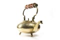 Antique Brass Tea Pot or Kettle on White Background Royalty Free Stock Photo