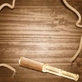 Antique brass telescope and rope