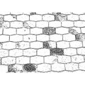 Antique brick wall texture. Grunge old stone packground. Vector pattern.