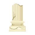 Antique broken marble pillar, stone column ruin architectural element vector illustration Royalty Free Stock Photo