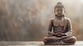 Antique Bronze Buddha Statue in Meditation with Soft Blurred Background Royalty Free Stock Photo