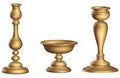 Antique bronze candleholder 3d Golden ecclesiastical cup and torch vintage Royalty Free Stock Photo