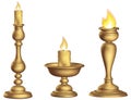 Antique bronze candleholder 3d Golden ecclesiastical cup and torch vintage Royalty Free Stock Photo