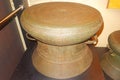 antique bronze drums at museum, nekara artefacts