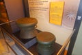 antique bronze drums at museum, nekara artefacts