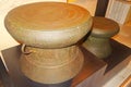 antique bronze drums at museum, nekara artefacts