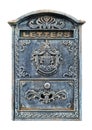 Antique bronze mailbox isolated on white background. Design element with clipping path Royalty Free Stock Photo