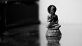 Antique Bronze Statues of Buddha.Original old and bronze-buddha-statues. Black and White Picture