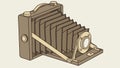 Antique Brown Folding Bellows Camera Illustration, vector design Generative AI Royalty Free Stock Photo