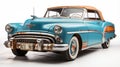 Hyper-realistic 1950s Blue Rusted Car Illustration On White Background Royalty Free Stock Photo
