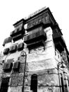 Antique Building Architecture in Black and White, Historical District, Jeddah, Saudi Arabia